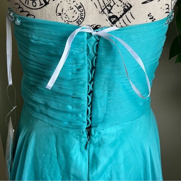 EVA USA Strapless Embellished Floor Length Gown Turquoise Sz M - Picture 10 of 16